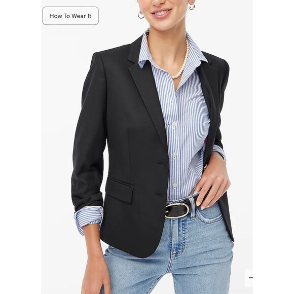 J. CREW Black Original schoolboy blazer Jacket Size 0 - Picture 1 of 11